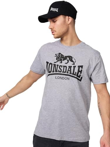Image of Lonsdale Men's Logo T-Shirt, Marl Grey, XXXX-Large
