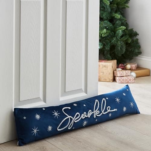 Image of Catherine Lansfield Christmas Sparkle Door Draught Excluder Navy Blue