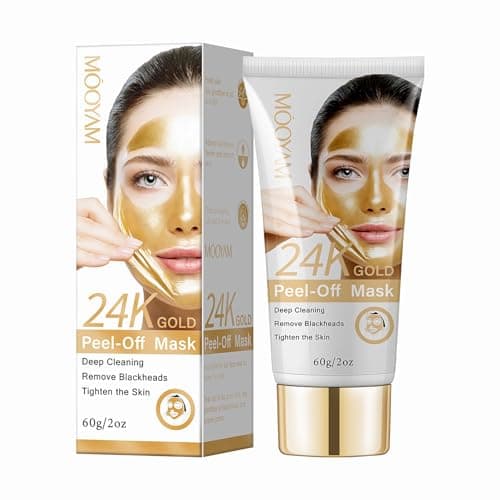 Image of mercham 24K Gold Peel Off Face Masks, Blackhead Remover Mask, Face Masks Skincare Peel Off, Oil Control, Shrink Pores, Deep Cleansing Face Mask, Peel Off Mask for Man & Women