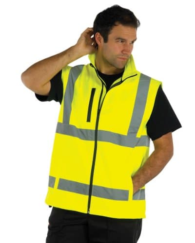Image of Yoko Hi Vis Softshell Bodywarmer Colour=Hi-Vis Yellow Size=XL