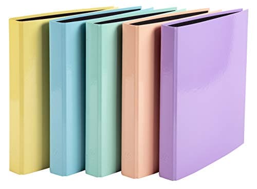 Image of Exacompta - Ref 51560E - Aquarel Collection - Plastic Coated Ring Binder - Suitable for A4 Documents, 4 Rings, 40mm Spine, Black Interior - Assorted Colours (Pack of 10)
