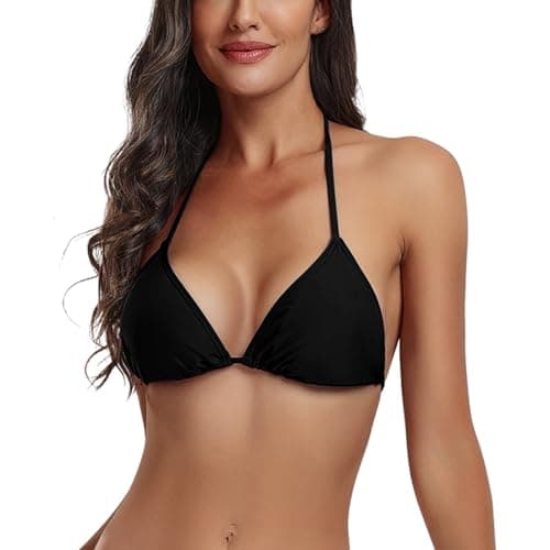 Image of Black Bikini Top for Women UK Sexy Push up Triangle Padded Bikini Separates Swimwear Black M