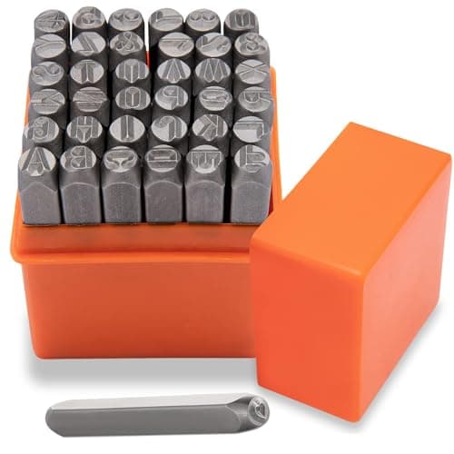 Image of Anhoer 37Pcs Metal Stamping Kit, 3mm (1/8") Alphabet Letter & Number Punch Set (A-Z, 0-9, Heart), Heavy Duty Steel Stamps for Jewellery Making, Leathercraft, Wood & Plastic