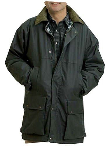 Image of Mens Padded Country Wax Heavy Weather Hunting Fishing Walking Jacket (Olive, L)