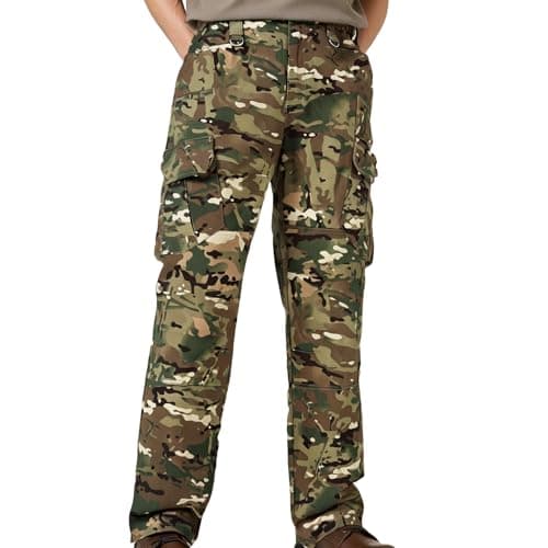 Image of LANBAOSI Mens Tactical Ripstop Trousers Cotton Cargo Trousers with Knee Pads Pockets Camo