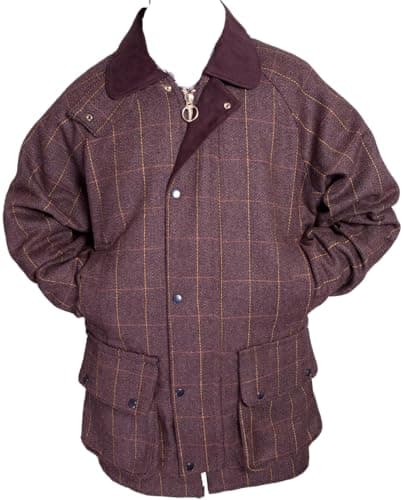 Image of Gillicci Men's Warm Thick Heavy Tweed Padded Country Outdoor Hunting Game Shooting Fishing Farming Tweed Jacket Coat (UK, Alpha, 3XL, Plus, Regular, Brown)