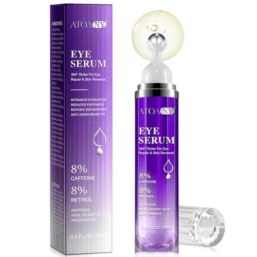 Image of Eye Serum for Dark Circles and Puffiness with 8% Caffeine 8% Retinol Hyaluronic Acid Niacinamide, Under Eye Cream Anti Aging for Puffiness and Bags with 360° Eye Roller Ball for Women & Men