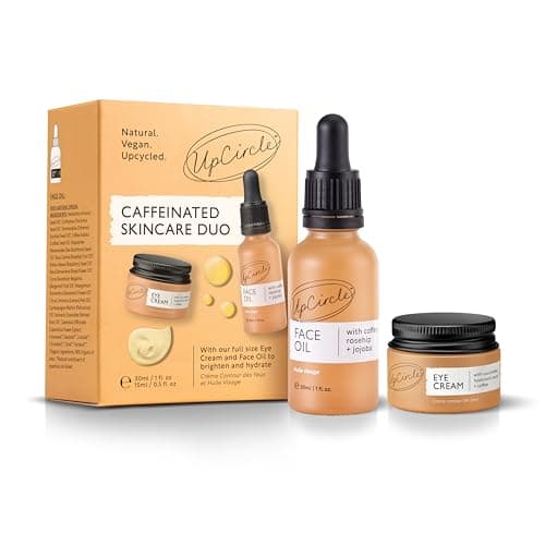 Image of UpCircle Caffeinated Duo – Our Face Oil and Eye Cream Duo – Vitamin C, Hyaluronic Acid + Coffee Oil – Evens Skin Tone, Reduces Puffiness + Dark Circles – Vegan + Cruelty-Free