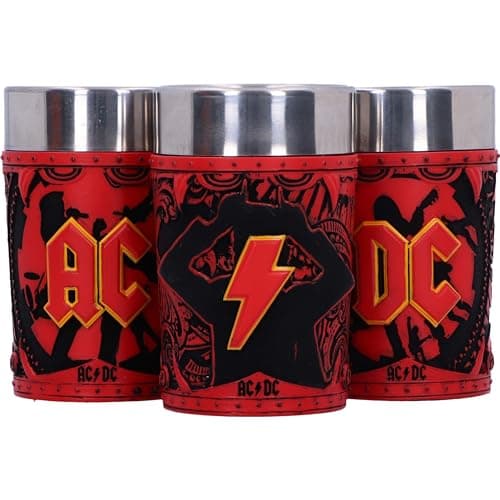 Image of Nemesis Now Officially Licensed AC/DC Logo Shot Glass Set of 3 – 8.7cm Resin Shot Glasses with Stainless Steel Inserts