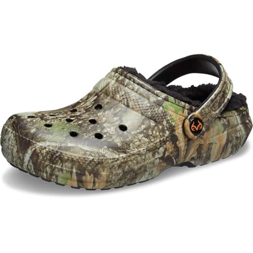 Image of Crocs Unisex-Adult Classic Lined Clog, Khaki/Multi, 11 Women/9 Men