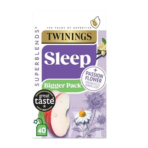 Image of Twinings Superblends Sleep Tea - Spiced Apple & Vanilla Herbal Tea Infusion with Camomile & Passion Flower - 40 Biodegradable Tea Bags