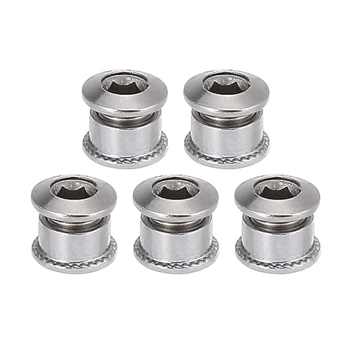 Image of X AUTOHAUX 5pcs Silver Tone Chainring Nuts Road Bike Bicycle Chain Ring Bolts