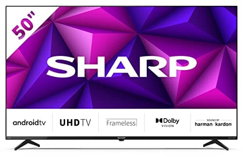 Image of SHARP 4T-C50FN6KL2AB 50-Inch 4K Android Smart TV, Frameless UHD HDR with Google Assistant, HDMI 2.1 with eARC, Dolby Vision, Chromecast Built-in, Bluetooth, Freeview Play & Wireless Streaming – Black