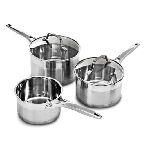 Image of Blackmoor 3-Piece Stainless Steel Saucepan Set/High Grade, PFAS-Free, Suitable for All Hob Types Including Induction and Oven Cooking/Pro Range 68259
