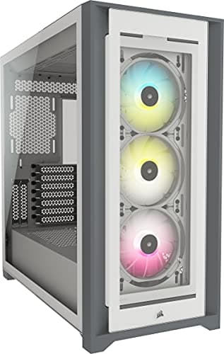 Image of Corsair iCUE 5000X RGB Tempered Glass Mid-Tower ATX PC Smart Case, White