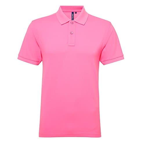 Image of Asquith & Fox Men's Men’s Poly/Cotton Blend Polo Regular Fit Short Sleeve Polo Shirt, Pink (Neon Pink 000), Small (Manufacturer Size:Small)