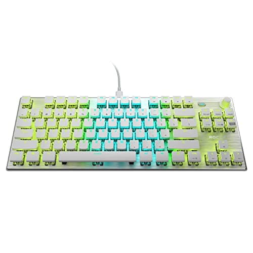 Image of Roccat Vulcan TKL Pro PC USB-C Gaming Keyboard, Linear Optical Titan Switch, AIMO RGB Lighting, Tenkeyless Mechanical Feel Speed Keystroke, Low Profile Ergonomic Design for Wrist Rest Support, White