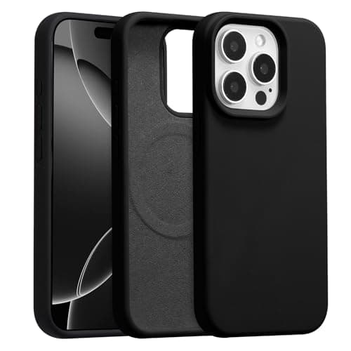 Image of UCASONG Magnetic for iPhone 15 Pro -6.1Inch Liquid Silicone Phone Case, Compatible with MagSafe, Cute Plain Solid Color Slim Case Soft Smooth Matte Shockproof Protective Cover, Black