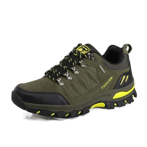 Image of VLOOKST Hiking Boots Mens Outdoor Non-Slip Lace-up Walking Trekking Shoes Sneaker for Climbing Backpacking Camping,8018 Army Green,10 UK