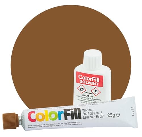Image of Unika ColorFill Mid Oak (CF056) – Laminate Worktop Repair Kit, Joint Compound, Sealant & Filler | 25g Tube + Applicator + 20ml Solvent – Kitchen Worktop Scratch Repair