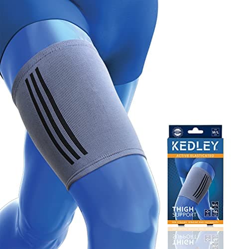Image of Thigh support sleeve by Kedley | Elastic compression band ideal for pulled hamstring, strained or bruised muscles, quad injuries Medium/Large