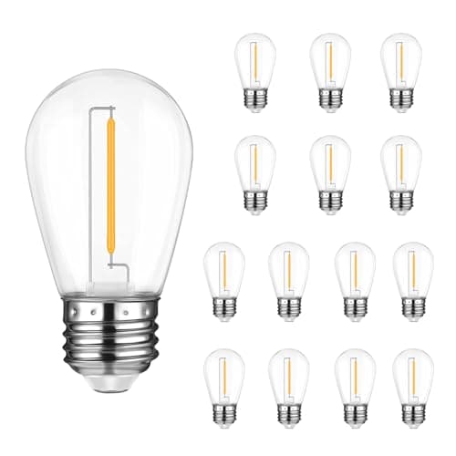 Image of Skeerei 15Pack LED S14 Replacement Bulbs Shatterproof for Festoon Lights Outdoor Replacement Bulbs 1W 2700K Warm White E27 Base