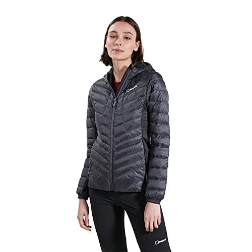 Image of Berghaus Women's Tephra Stretch Reflect Down Jacket, Extra Warmth, Stylish Fit, Grey Pinstripe/Jet Black, 12