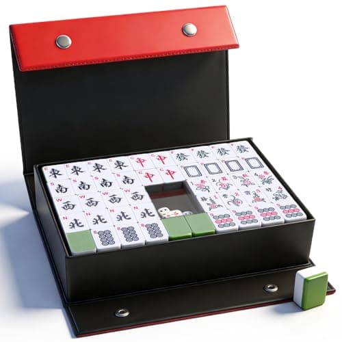 Image of NAVESO Mahjong Set, Mahjong Tiles Chinese Board Game, 144PC Mah Jong Set UK Full Size, 3x2.25cm Majong with 2 Dice for Travel Party Family Game