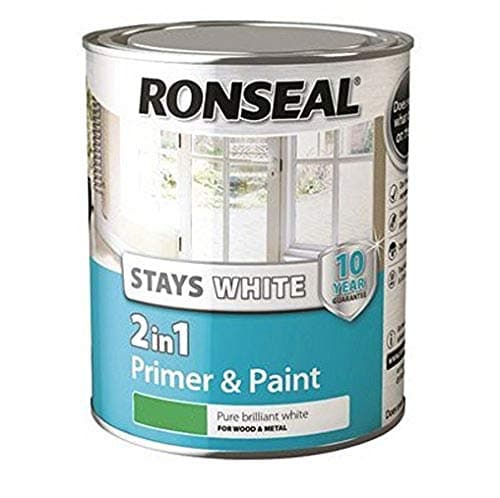 Image of Ronseal RSLSW21GP25L Stays 2-in-1 Primer and Paint Gloss, White, 2.5 Litre