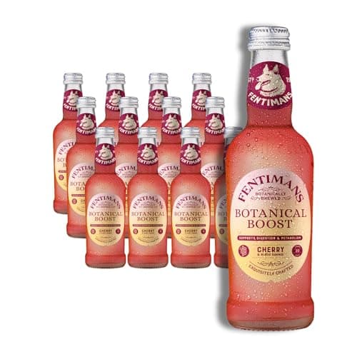 Image of Fentimans Botanical Boost Cherry & Blood Orange - Botanically Brewed Still Soft Drink - Enriched with Vitamins & Minerals - Gluten-Free and Vegan Friendly Soft Drinks - 12 x 250ml Bottles