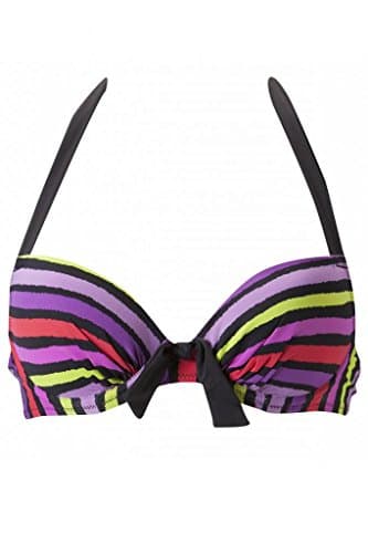 Image of Pour Moi? Women's Manhattan Underwired Striped Bikini Top, Multicoloured (Black Stripe), 34A