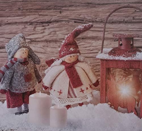 Image of koopp LED Light up Canvas Pictures 30cm x 30cm Wall Hanging Art Dolls in Snow