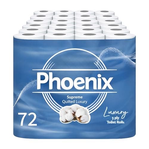 Image of Phoenix Toilet Rolls – 72 Pack | 3 Ply Supreme Unscented Toilet Paper | Bulk Buy, Soft, Quilted, Sustainably Sourced, Eco- Friendly Luxury Bathroom Tissue