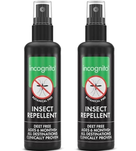 Image of Incognito Insect Repellent Spray, 2x100ml Natural DEET Free, Shields from Wide Range of Biting Insects. Clinically proven protection from Ticks & Dengue carrying mosquitoes, Organic Mosquito Repellent