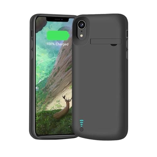Image of BAHOND Battery Case for iPhone XR, 6000mAh Rechargeable Extended Battery Charging Charger Case, Add 1.55x Extra Juice, Support Wired Headphones (6.1 Inches) Black