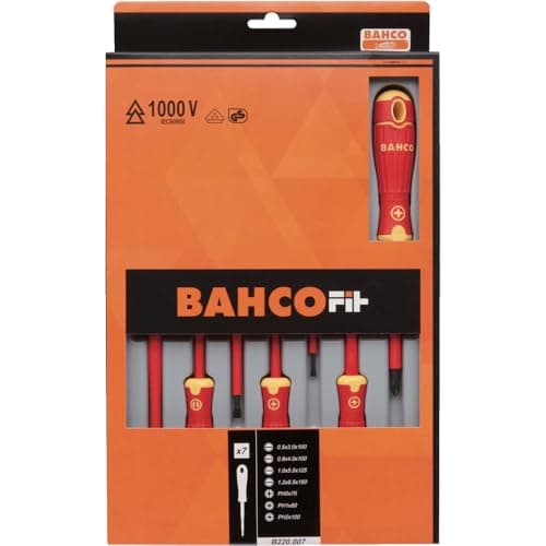 Image of Bahco Bahcofit Insulated Screwdriver Set, 7 Piece, Multi Colour, One Size