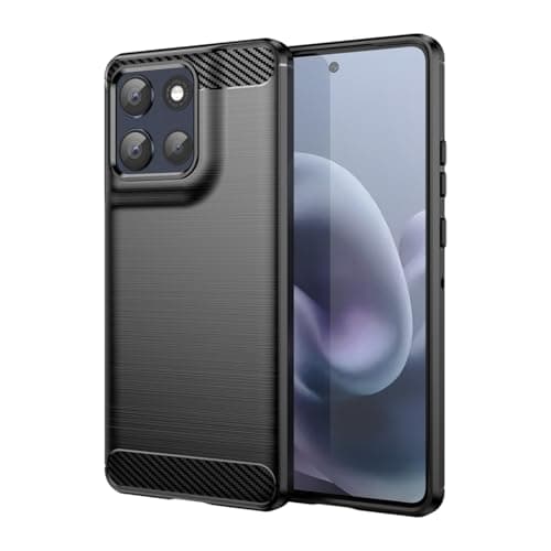 Image of Jhxtech Case for Moto G86 5G Case/Moto G100 Pro Cases, Ultra Slim Phone Cover with Shock-Absorption Carbon Fiber TPU Rubber Protective Cover for Motorola Moto G86 5G Black