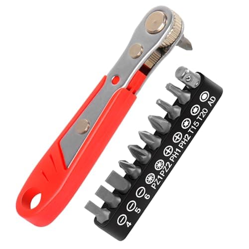 Image of Gadom Mini Ratchet Wrench with Screwdriver Bits, Right Angle Magnetic Screwdriver PH2 1/4 Inch Ratchet Wrench Drive High Torque Offset Reversible, Pocket Ratchet Screwdriver Tools Set Gifts for Men