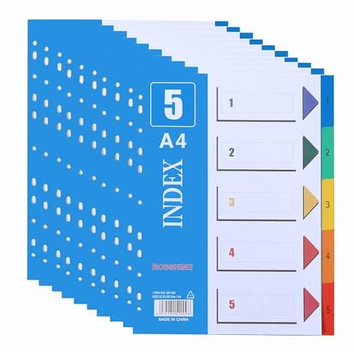 Image of 1-5 Part File Dividers A4, 【16Pack】 Plastic A4 Folder Dividers for Ring Binders with11-Holes & Content List, Multi-Colour Index Dividers for Lever Arch Files Ideal for Office School
