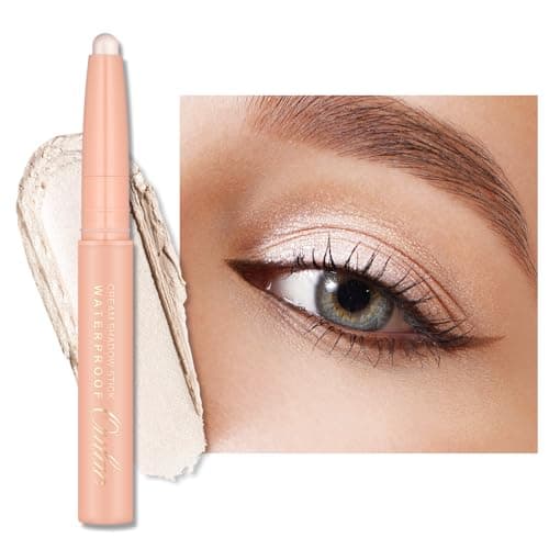 Image of Oulac Twist-Up Shimmer Eyeshadow Stick – Waterproof Creamy Blendable Texture, Vegan & Cruelty-Free Eye Makeup, 1.25g, 01Vanilla