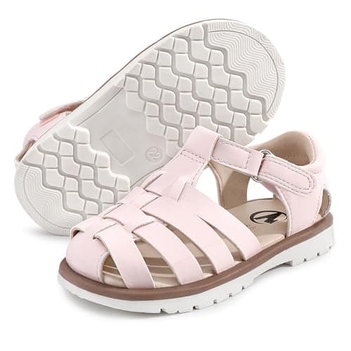Image of MIXIN Girls Boys Sandals Closed Toe Lightweight Nonslip Shoes Adjustable Beach Summer Sandal for Toddler Kids Pink 6