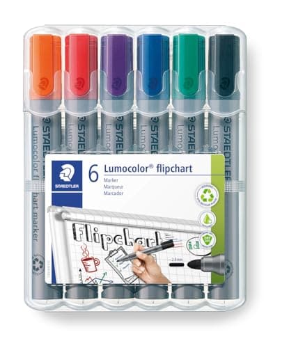 Image of STAEDTLER 356 WP6 Lumocolor Flipchart Markers - Assorted Colours Pack of 1 (6 Count )