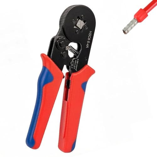 Image of Ferrule Crimping Tool, Self-Adjustable Ratchet Bootlace Ferrules Crimper Pliers, Wire Crimping Tool for AWG23-7 (0.25-10mm²) Terminals – Ergonomic Hand Crimping Tool for Electricians