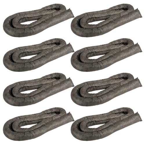 Image of Grey Maintenance Absorbent Sock - General Purpose Spills 3 Metre (8 Pack) 3M x 76MM Spun Bound, Odourless Grey Colour, Absorbs Non-Aggressive Oil and Water Based, For Indoor/Outdoor Use (8-pack)