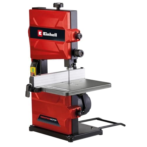 Image of Einhell Electric Bandsaw 250W, 200mm Bench Saw with 45° Tiltable Metal Work Table for Mitre Cuts, Portable Band Saw for Woodworking, Crafting and DIY, Parallel Stop, Dust Extraction TC-SB 200/1