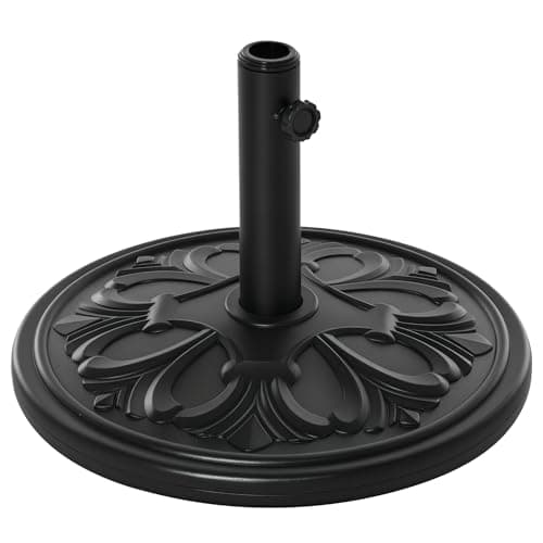 Image of Outsunny 13kg Garden Parasol Base, Round HDPE Concrete Patio Umbrella Stand for 35mm / 38mm / 48mm Pole, Outdoor Sun Shade Parasol Weight Holder, Black
