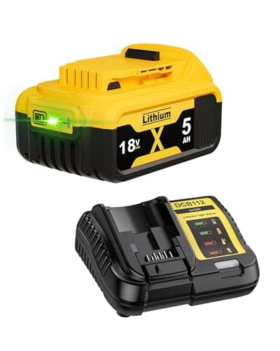 Image of 18V 5.0Ah/5000mAh DCB182 Replacement for Dewalt Battery+ 4A Charger Compatible with Dewalt Battery 18V XR DCB182 DCB184 DCB200 DCB184 DCB101 DCB107 DCB112 DCB105 DCB115 DCB203