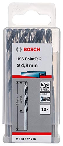 Image of Bosch Professional 10-piece PointTeQ HSS Twist Drill Bit (for Metal, 4.8 x 52 x 86 mm, Drill Driver Accessories)