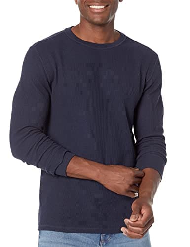 Image of Amazon Essentials Men's Slim-Fit Long-Sleeve Waffle Shirt, Navy, S