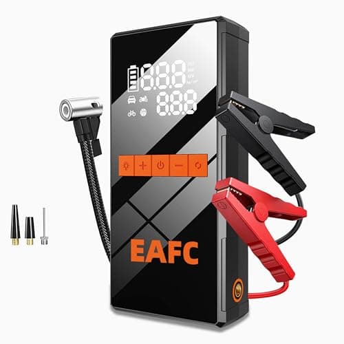 Image of 20000mAh Car Jump Starter with 150PSI Air Compressor | Tyre Inflator for Cars, Vans, Motorcycles | 12V Portable Battery Booster Pack for Petrol (Up to 4L) & Diesel (Up to 2L) Engines | LED Light, Powe